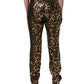 Dolce & Gabbana Gold Leopard Sequined Straight Trouser Pants
