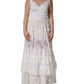 Dolce & Gabbana White Cotton Sleeveless Lace Maxi Dress