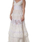 Dolce & Gabbana White Cotton Sleeveless Lace Maxi Dress