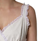 Dolce & Gabbana White Cotton Sleeveless Lace Maxi Dress