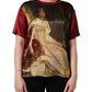 Dolce & Gabbana Maroon Royal Crown Dress Queen Painting Silk  T-shirt