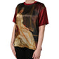 Dolce & Gabbana Maroon Royal Crown Dress Queen Painting Silk  T-shirt
