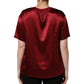 Dolce & Gabbana Maroon Royal Crown Dress Queen Painting Silk  T-shirt