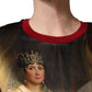 Dolce & Gabbana Maroon Royal Crown Dress Queen Painting Silk  T-shirt