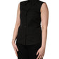 Dolce & Gabbana Black Cotton Sleeveless Collared Blouse Top