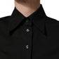 Dolce & Gabbana Black Cotton Sleeveless Collared Blouse Top