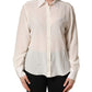 Dolce & Gabbana Off White Collared Long Sleeves Blouse Top