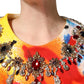 Dolce & Gabbana Multicolor Graffiti Crystals Crop Jersey Top