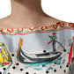 Dolce & Gabbana Multicolor Italy Scenes Graphic Silk Top