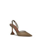 Amina Muaddi Brown Fabric High Heel Pumps