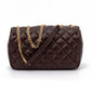 Versace Brown Quilted Leather Shoulder Strap Bag