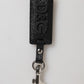 Dolce & Gabbana Black DG Logo Leather Silver Metal Keyring Men Keychain
