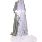 Dolce & Gabbana White Floral Lace Nylon Floor Length Long Wedding Veil