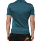 Dolce & Gabbana Teal Blue Silk Collared Short Sleeves Polo T-shirt
