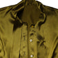 Dolce & Gabbana Green Satin Long Sleeve Ascot Tie Shirt Top