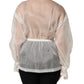 Dolce & Gabbana White Silk Cotton Ascot Collar Blouse Top