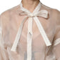 Dolce & Gabbana White Silk Cotton Ascot Collar Blouse Top