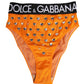Dolce & Gabbana Orange Crystal High Waist Brief Panty Underwear