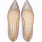 Jimmy Choo Rose Gold Glitter Fabric Alina Ballet Flat