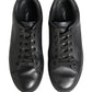 Dolce & Gabbana Black Leather Low Top Lace Up Sneakers Shoes