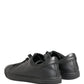 Dolce & Gabbana Black Leather Low Top Lace Up Sneakers Shoes