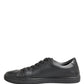 Dolce & Gabbana Black Leather Low Top Lace Up Sneakers Shoes