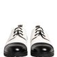 Cesare Paciotti Black White Leather Derby Shoes