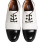 Cesare Paciotti Black White Leather Derby Shoes
