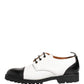 Cesare Paciotti Black White Leather Derby Shoes