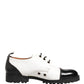 Cesare Paciotti Black White Leather Derby Shoes