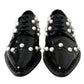 Dolce & Gabbana Black Leather Faux Pearl Dress Brogue Shoes