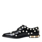 Dolce & Gabbana Black Leather Faux Pearl Dress Brogue Shoes