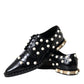 Dolce & Gabbana Black Leather Faux Pearl Dress Brogue Shoes