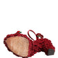 Dolce & Gabbana Red Rose Embellished Platform Sandals Shoes