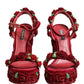 Dolce & Gabbana Red Rose Embellished Platform Sandals Shoes