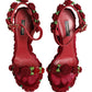 Dolce & Gabbana Red Rose Embellished Platform Sandals Shoes