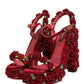 Dolce & Gabbana Red Rose Embellished Platform Sandals Shoes