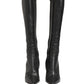 Dolce & Gabbana Black Leather Heels Knee High Boots Shoes