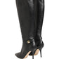 Dolce & Gabbana Black Leather Heels Knee High Boots Shoes