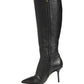 Dolce & Gabbana Black Leather Heels Knee High Boots Shoes