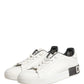 Dolce & Gabbana White Black Portofino Leather Sneakers Shoes