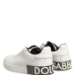 Dolce & Gabbana White Black Portofino Leather Sneakers Shoes