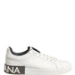 Dolce & Gabbana White Black Portofino Leather Sneakers Shoes