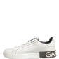 Dolce & Gabbana White Black Portofino Leather Sneakers Shoes