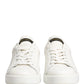 Dolce & Gabbana White Black Portofino Leather Sneakers Shoes