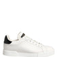 Dolce & Gabbana White Black Portofino Leather Sneakers Shoes