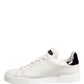 Dolce & Gabbana White Black Portofino Leather Sneakers Shoes