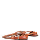 Dolce & Gabbana Brown Leather Flat Sandals Shoes