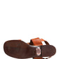 Dolce & Gabbana Brown Leather Flat Sandals Shoes