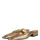 Dolce & Gabbana Gold Leather Flats Slides Mule Loafers Shoes